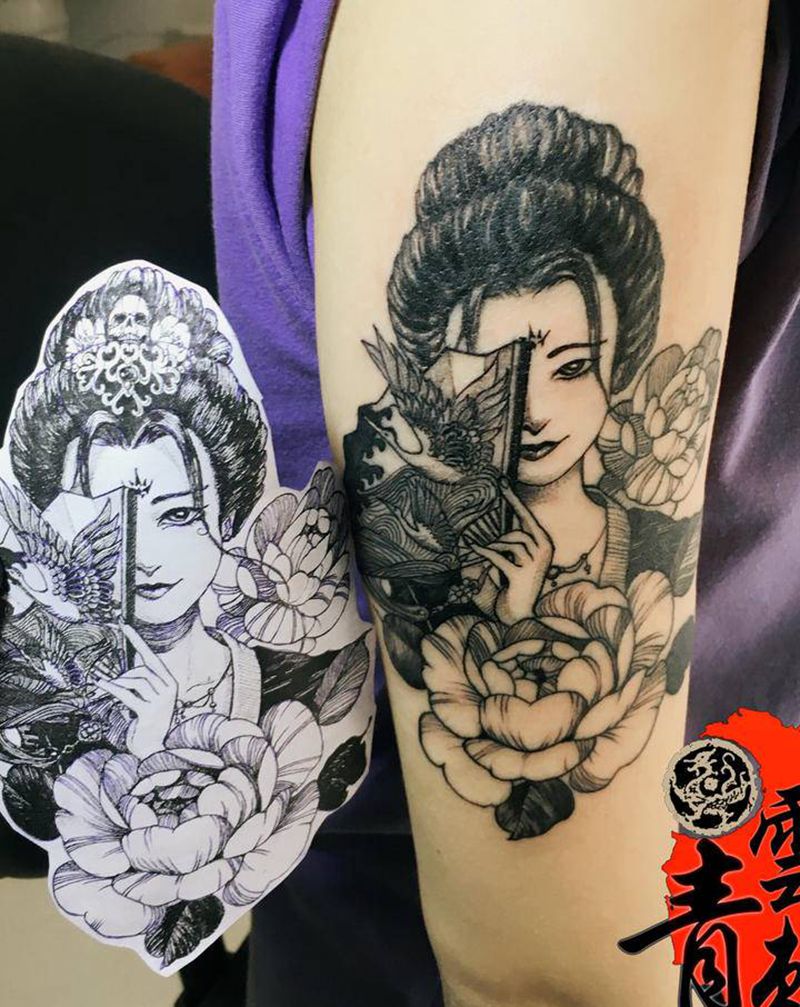 艺伎纹身图片_手臂纹身图案