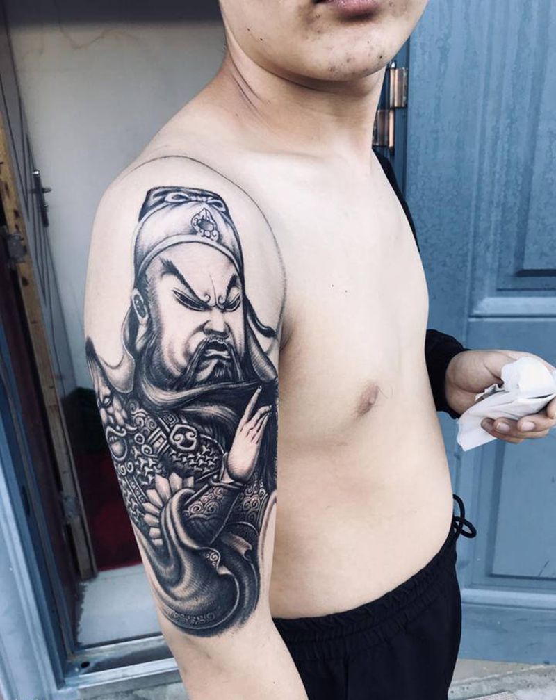 关云长纹身图片_手臂欧美写实新传统纹身图案