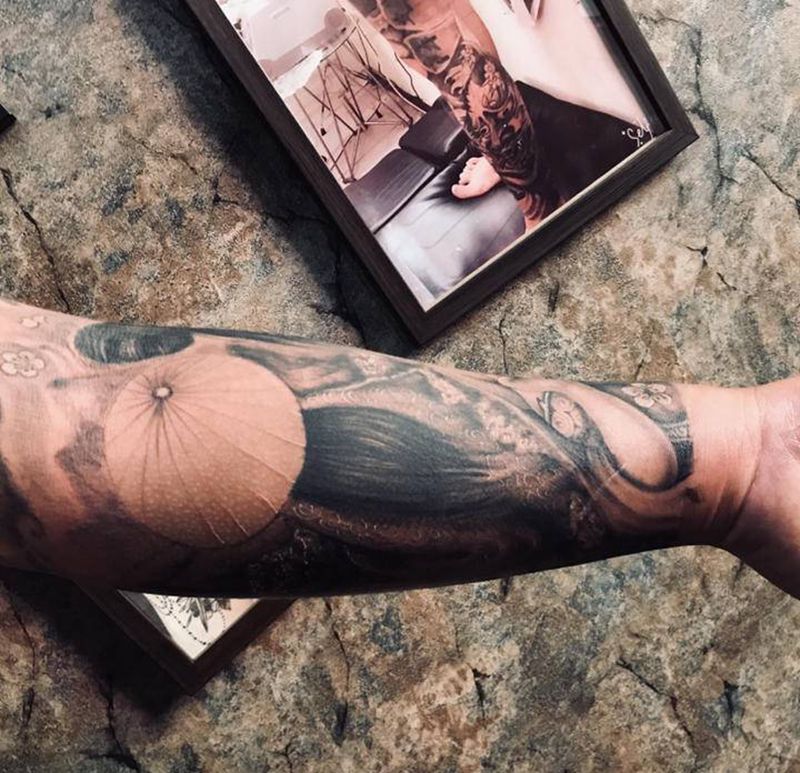 重纹身图片_手臂欧美写实老传统纹身图案