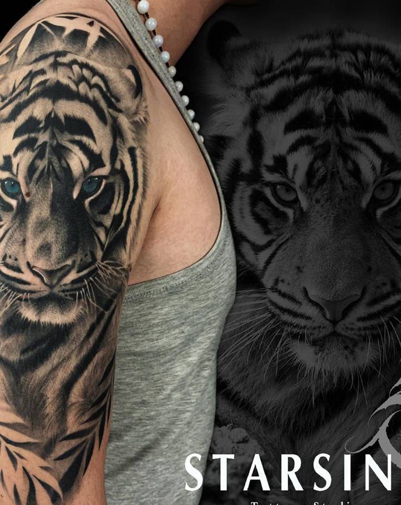 写实风格·虎纹身图片_手臂欧美写实老虎纹身图案