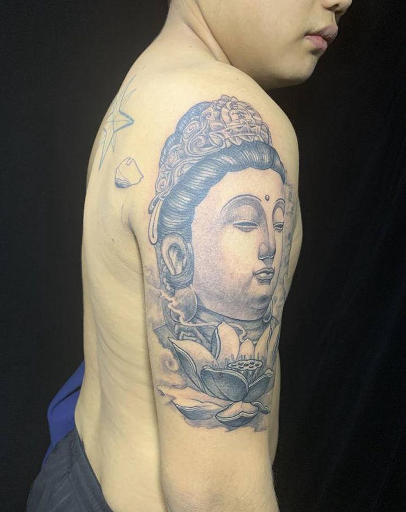 菩萨纹身图片_手臂新传统纹身图案