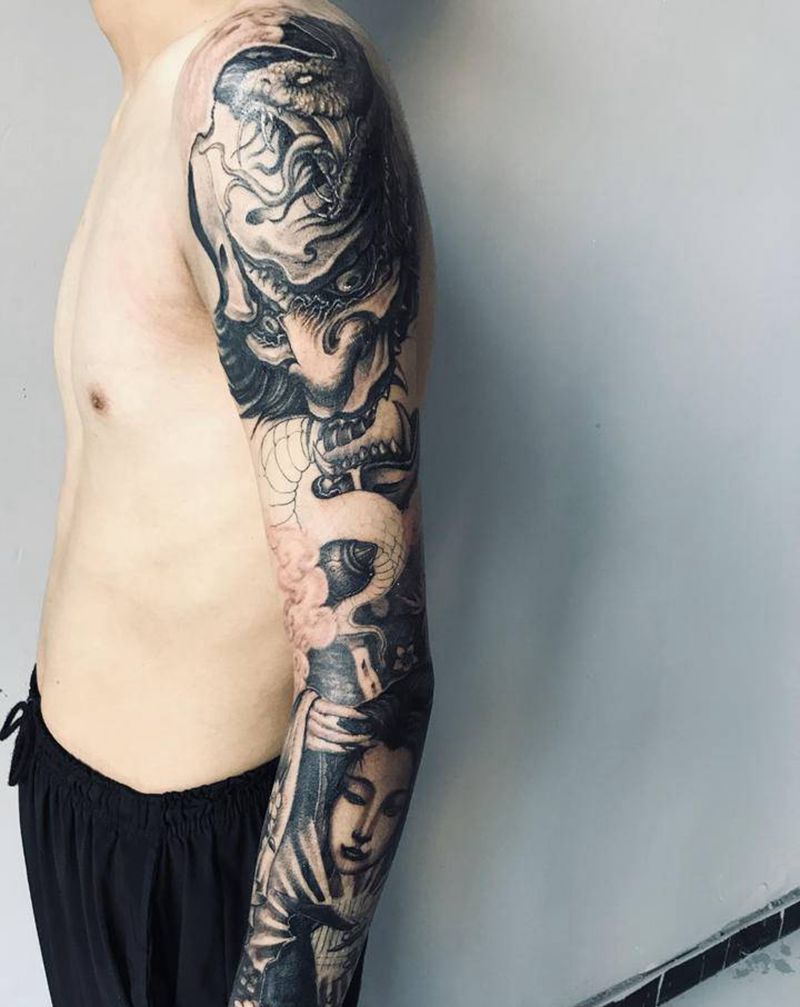 艺妓回忆录纹身图片_手臂欧美写实新传统纹身图案