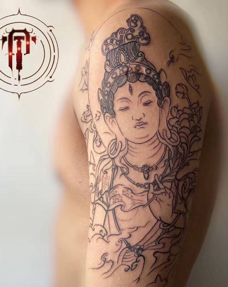 佛纹身图片_手臂新传统佛纹身图案