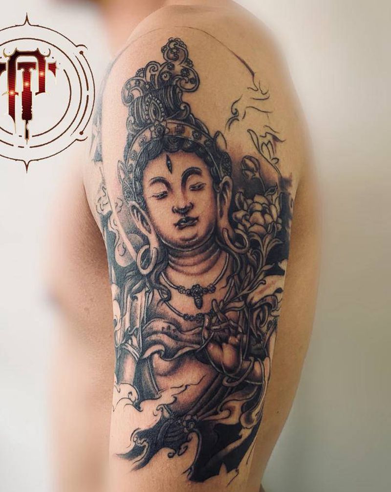 佛纹身图片_手臂新传统佛纹身图案