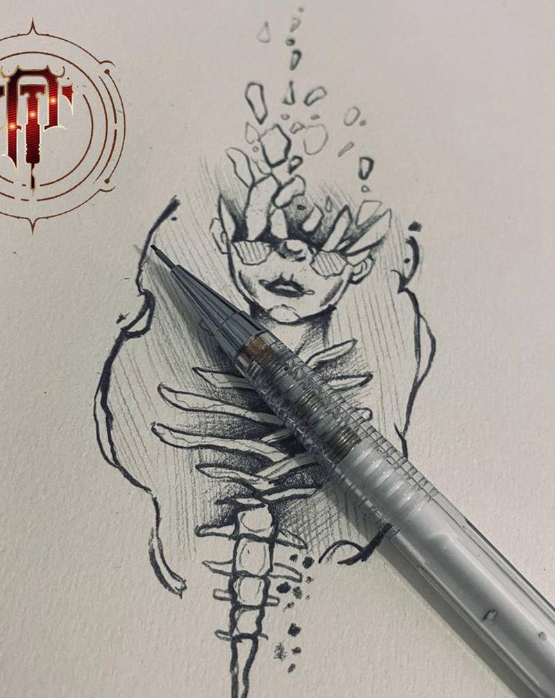 空纹身图片_手臂新传统美女抽象纹身图案