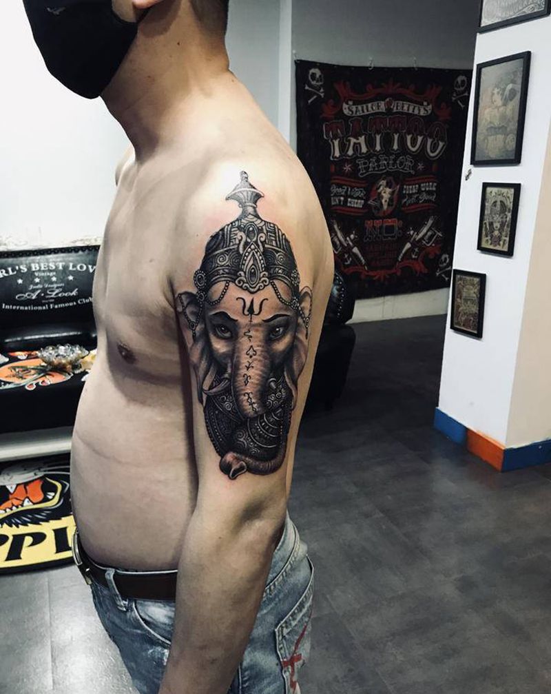 象神纹身图片_手臂纹身图案