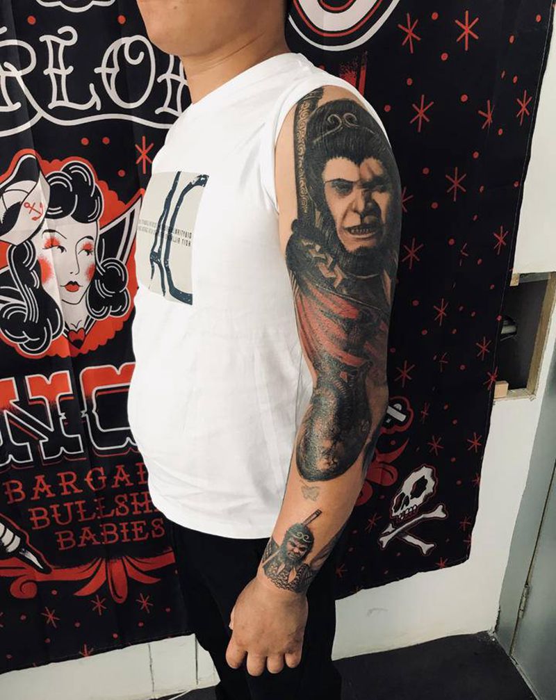 一生所爱纹身图片_手臂欧美写实新传统纹身图案