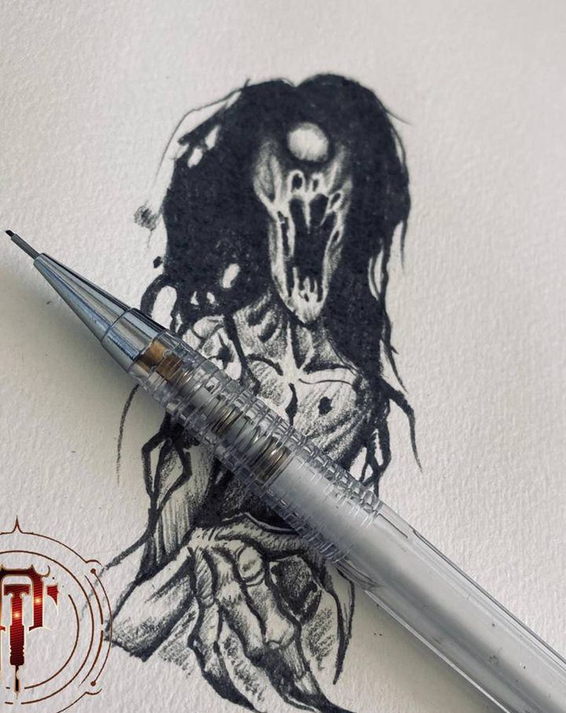 ◈拼接稿纹身图片_手臂新传统暗黑纹身图案