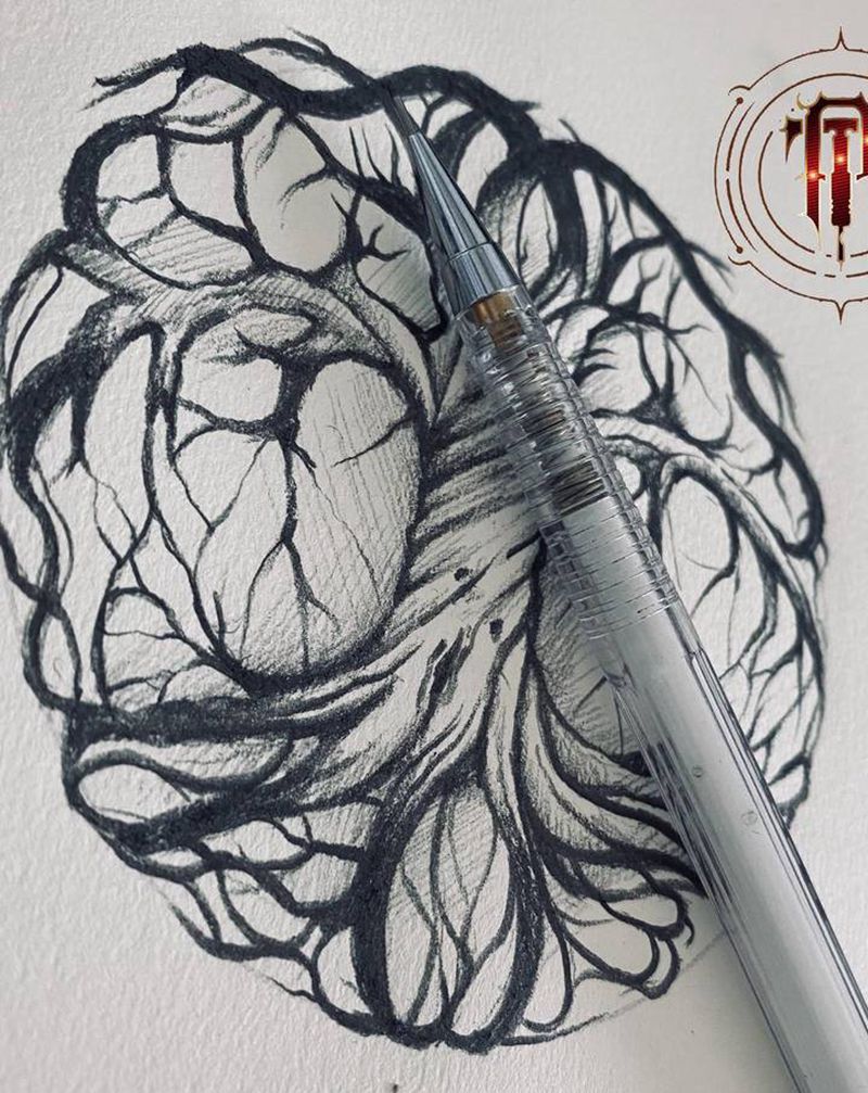 树纹身图片_手臂新传统树纹身图案