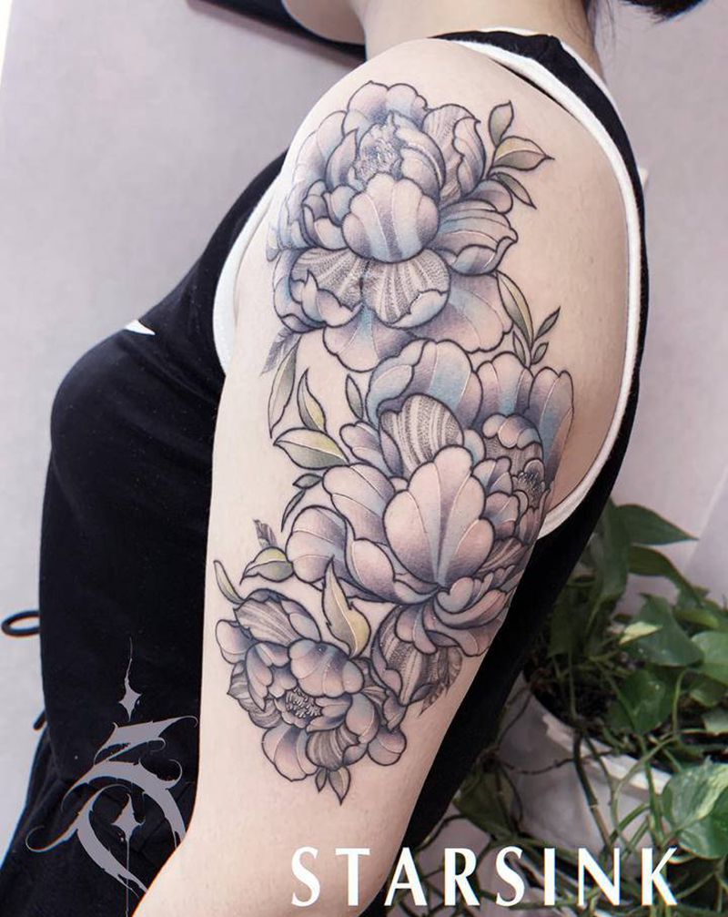 单针风格·素花纹身图片_手臂点刺纹身图案