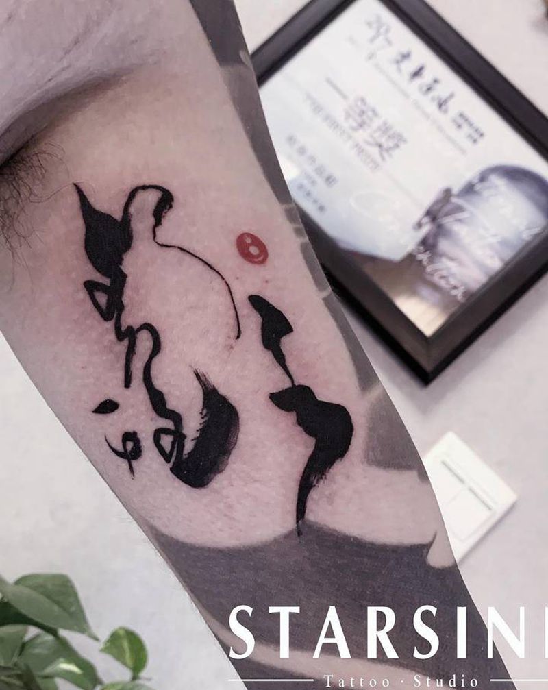 蒙文书法·ᠮᠣᠩᠭᠣᠯ ᠡᠵᠢ纹身图片_手臂水墨蒙文纹身图案