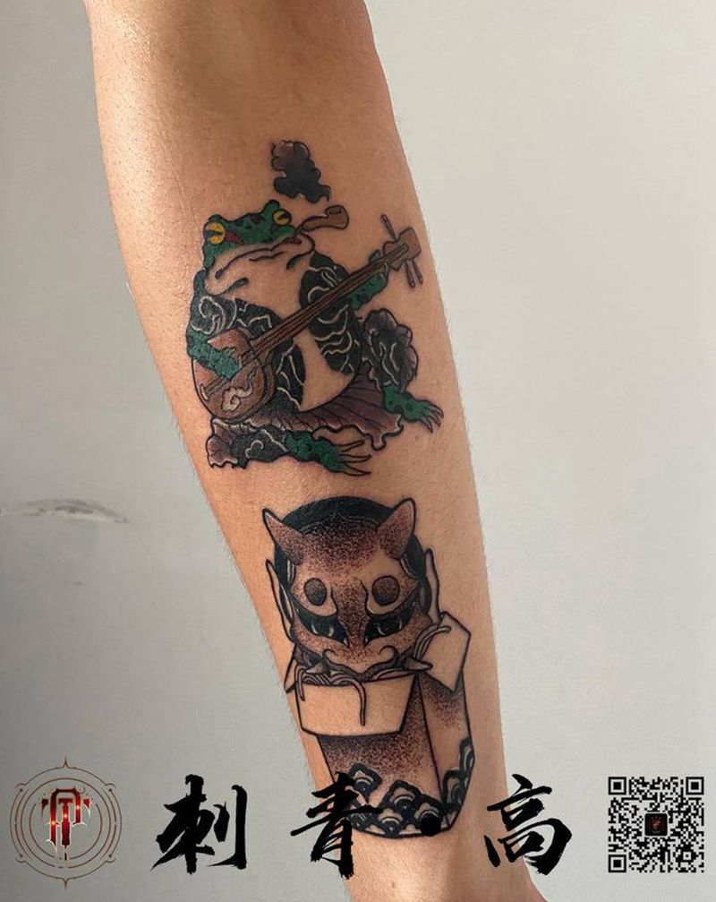 花臂拼接纹身图片_手臂老传统花臂日式拼接纹身图案