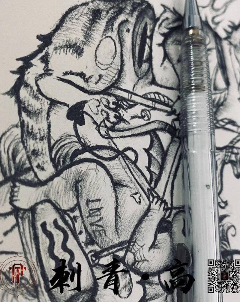 反馈纹身图片_手臂新传统设计反馈纹身图案