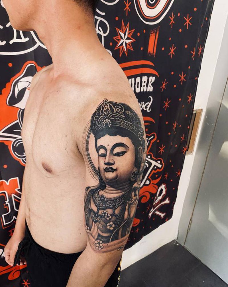 普贤菩萨纹身图片_手臂欧美写实纹身图案