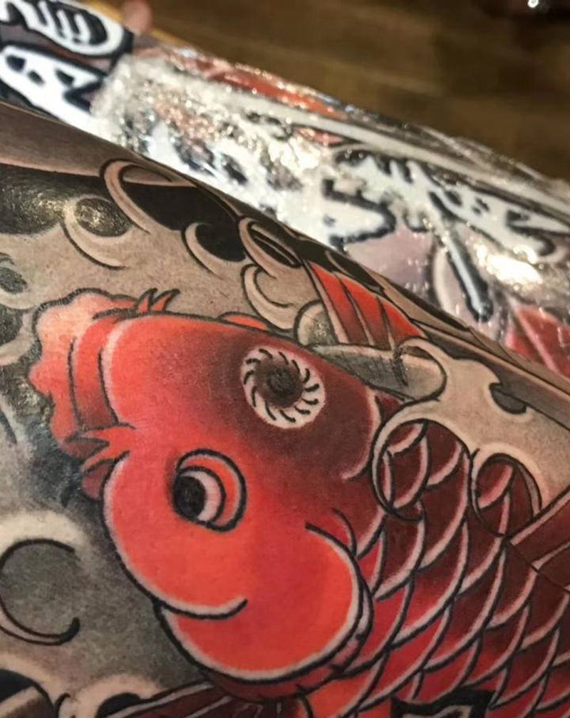 老传统包小腿细节图纹身图片_腿部老传统纹身图案