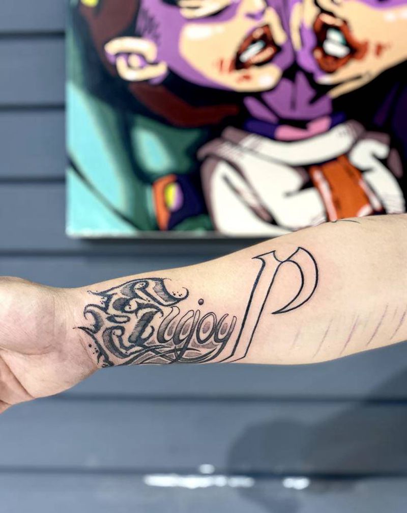 花体，未完纹身图片_手臂花体字纹身图案