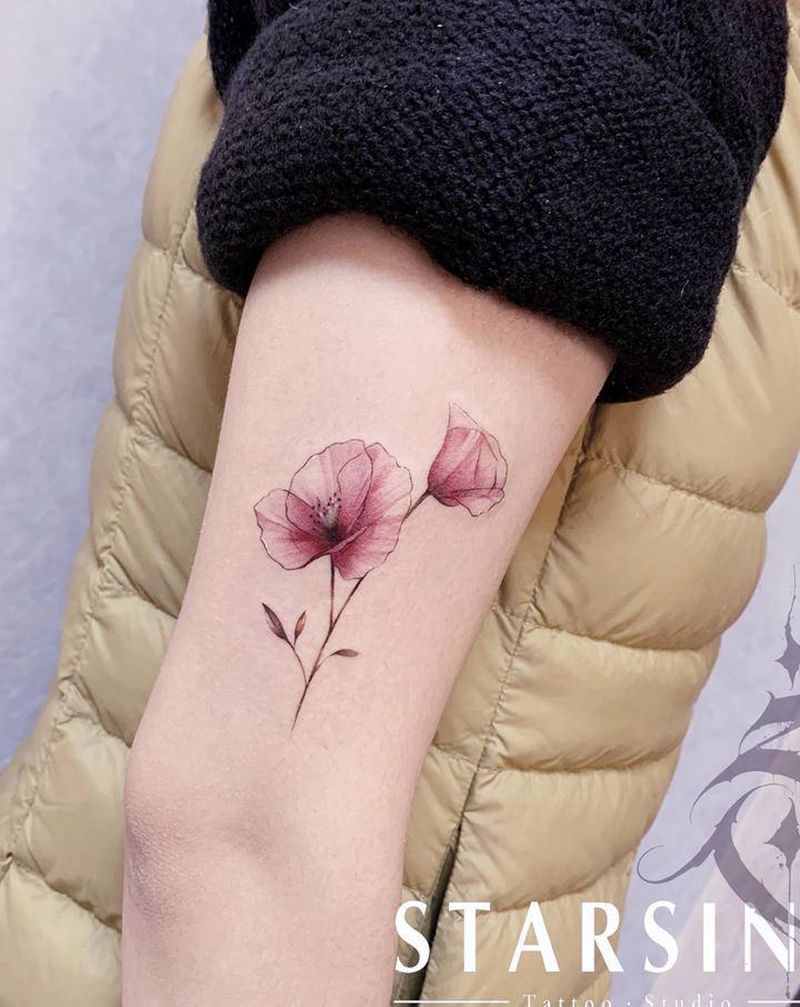 小清新· 花纹身图片_手臂点刺纹身图案