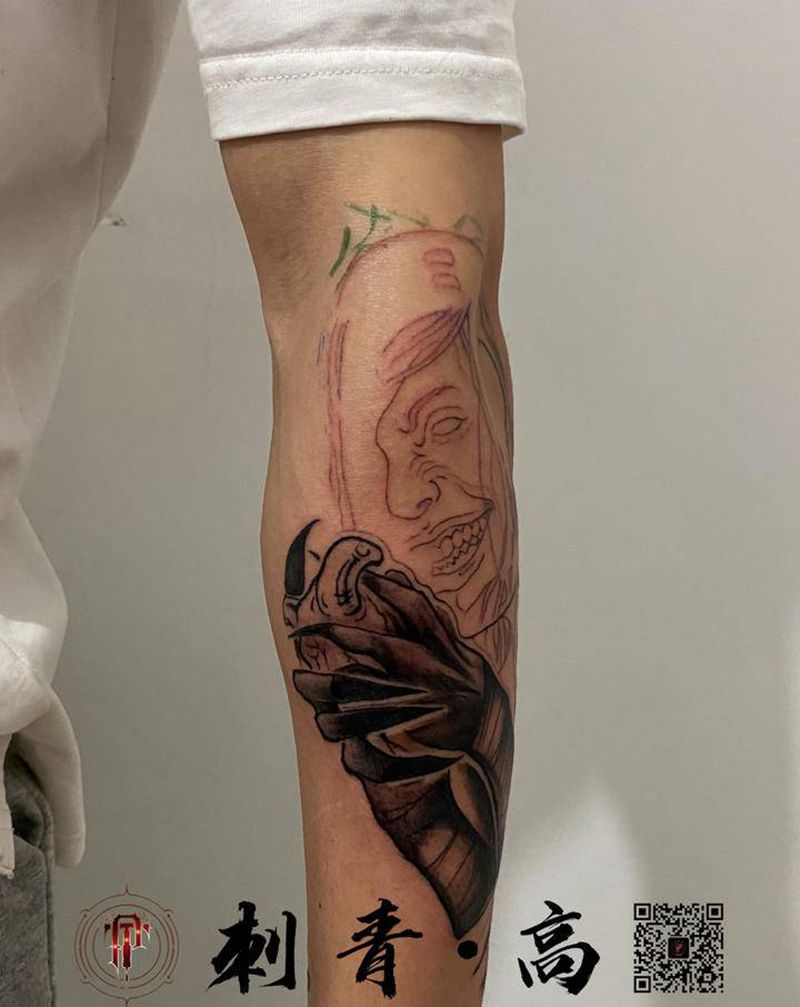 Black work遮盖纹身图片_手臂新传统暗黑遮盖纹身图案