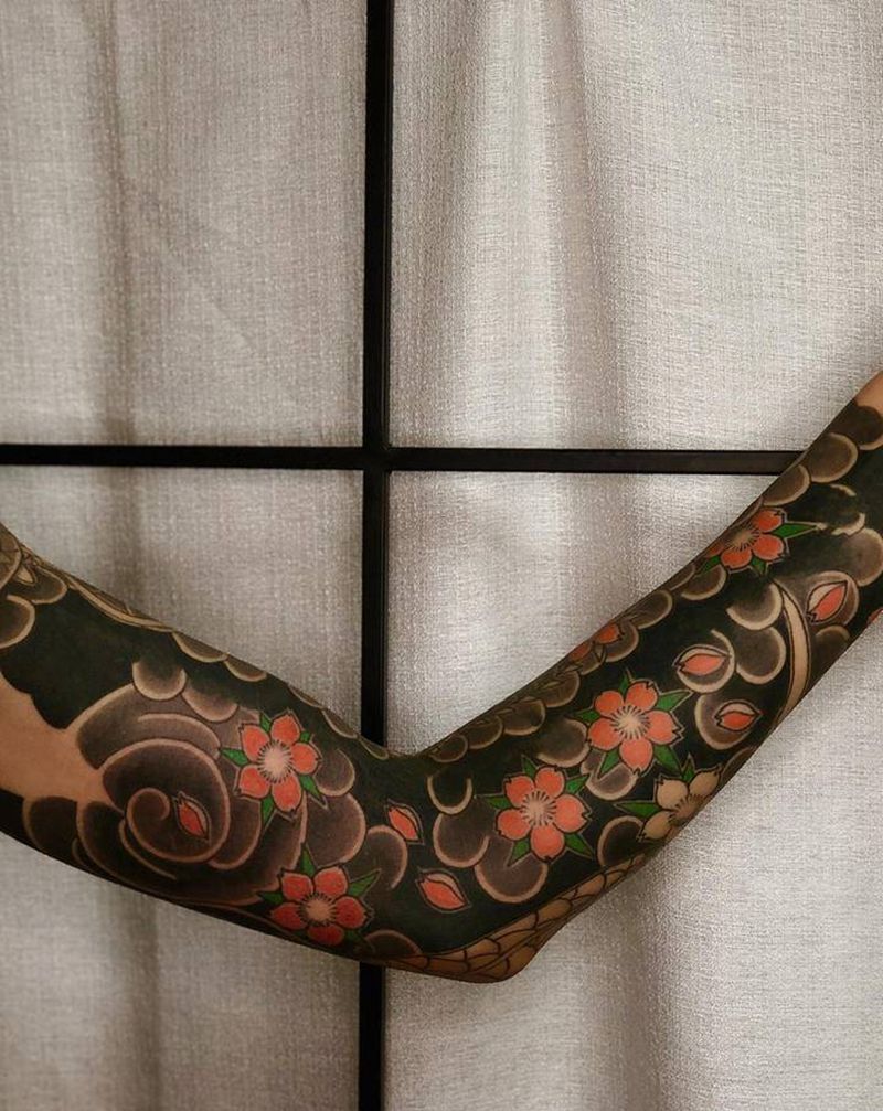 遮盖作品纹身图片_手臂老传统纹身图案