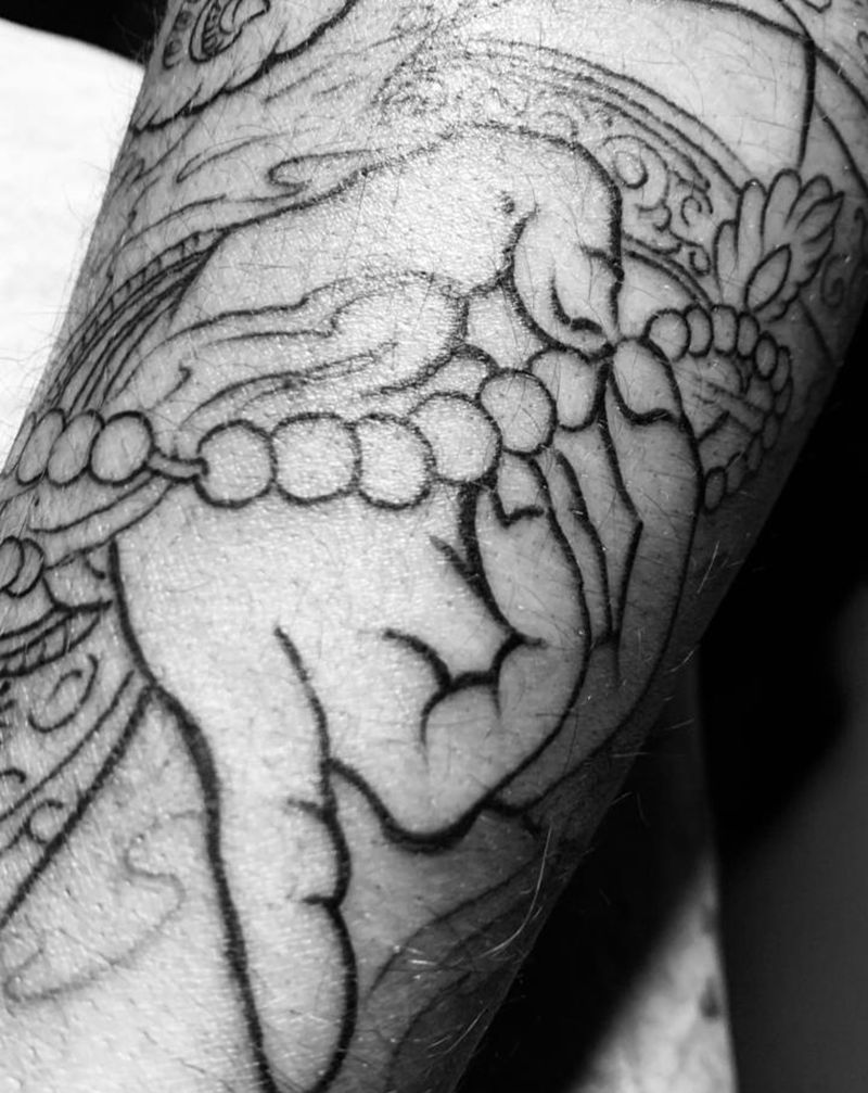 花臂细节图纹身图片_手臂新传统纹身图案