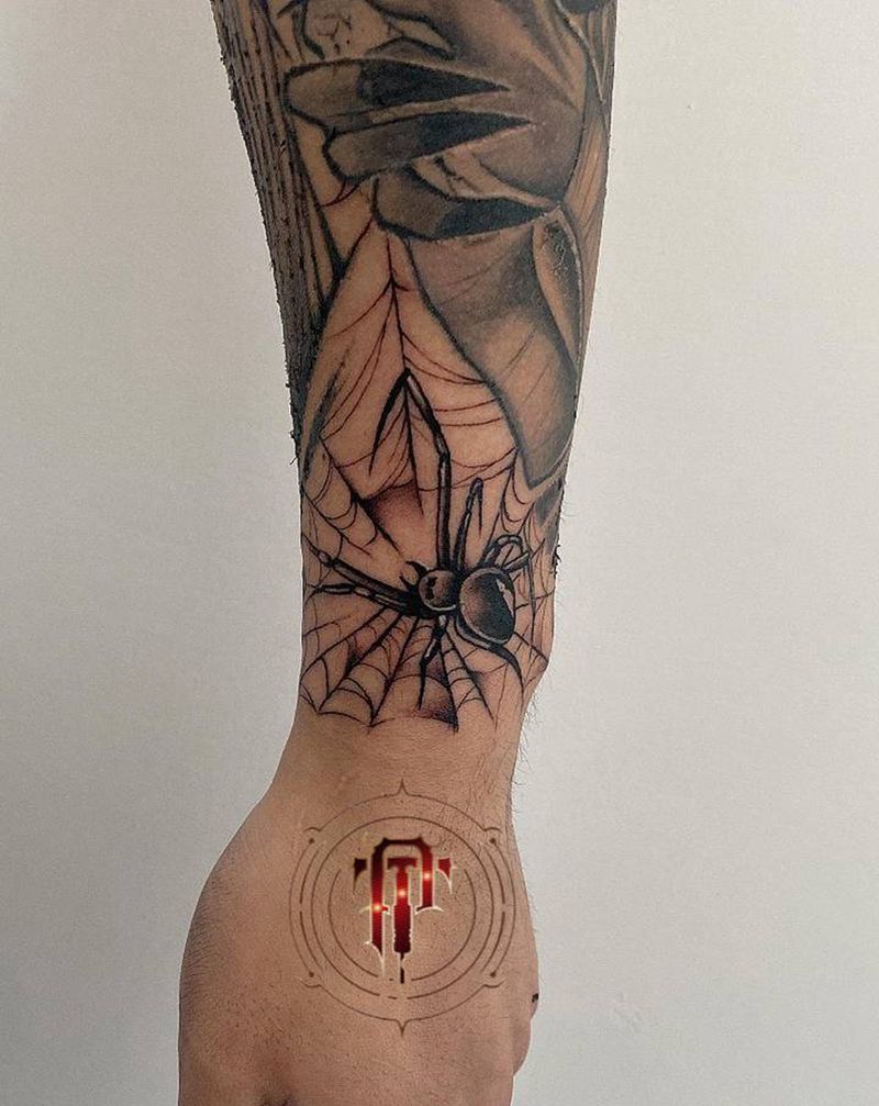 蜘蛛➕小恶魔纹身图片_手臂欧美写实暗黑恶魔蜘蛛纹身图案