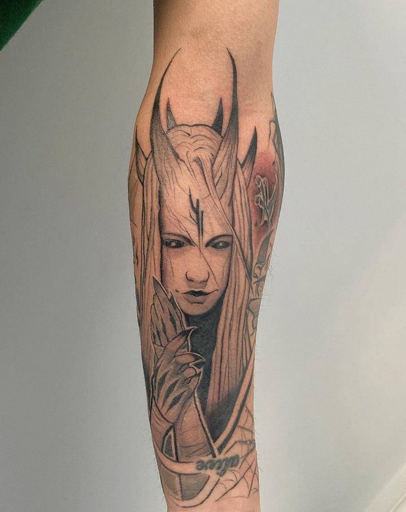 暗黑小臂纹身图片_手臂欧美写实暗黑恶魔纹身图案