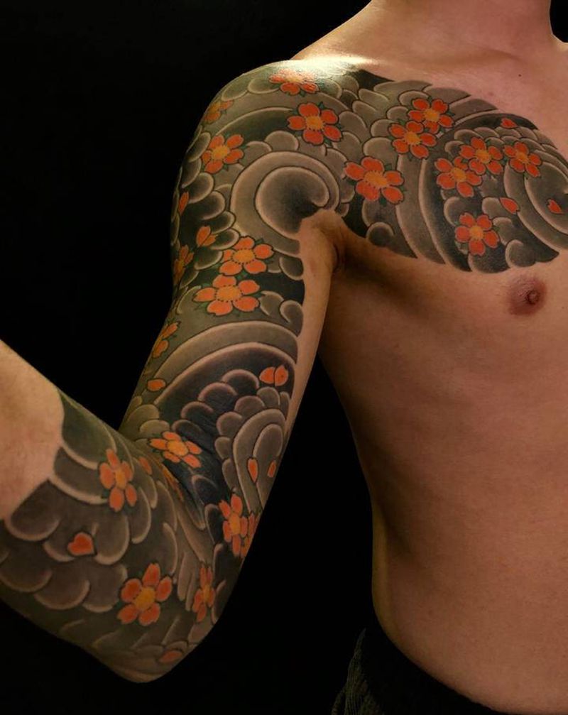 半甲七分袖纹身图片_手臂纹身图案