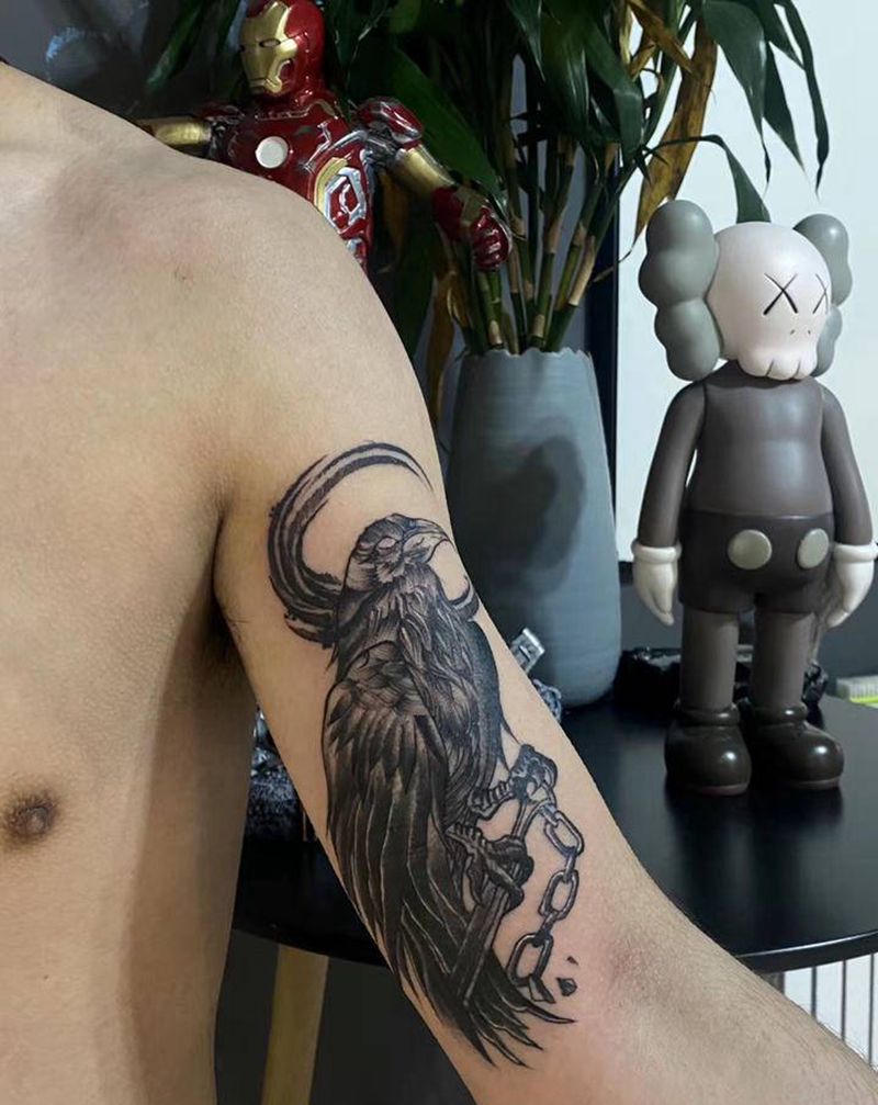 遮盖，乌鸦纹身图片_手臂纹身图案