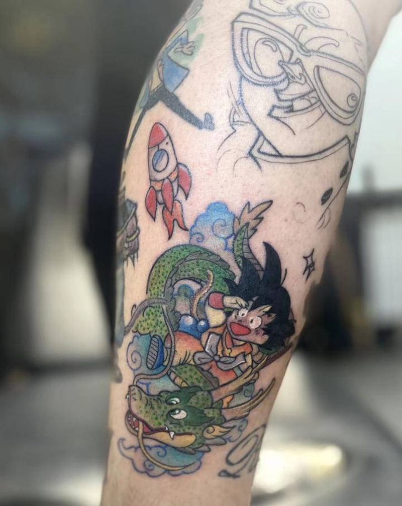 孙悟空，七龙珠纹身图片_手臂腿部New School纹身图案