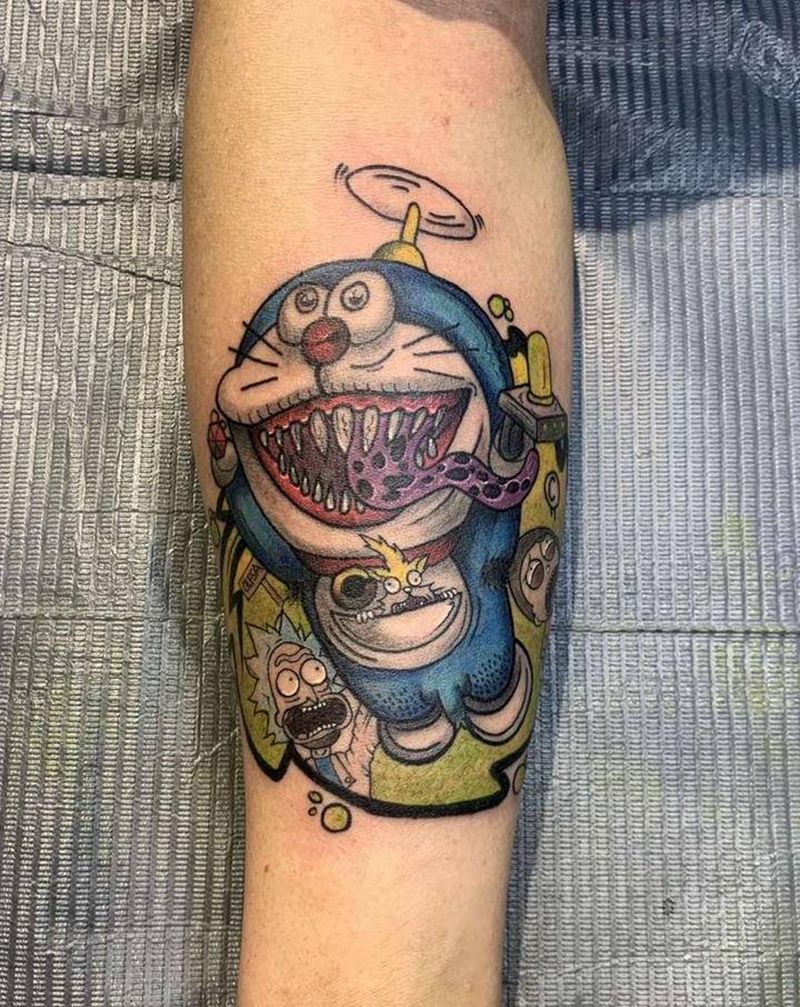 哆啦A梦纹身图片_手臂New School纹身图案