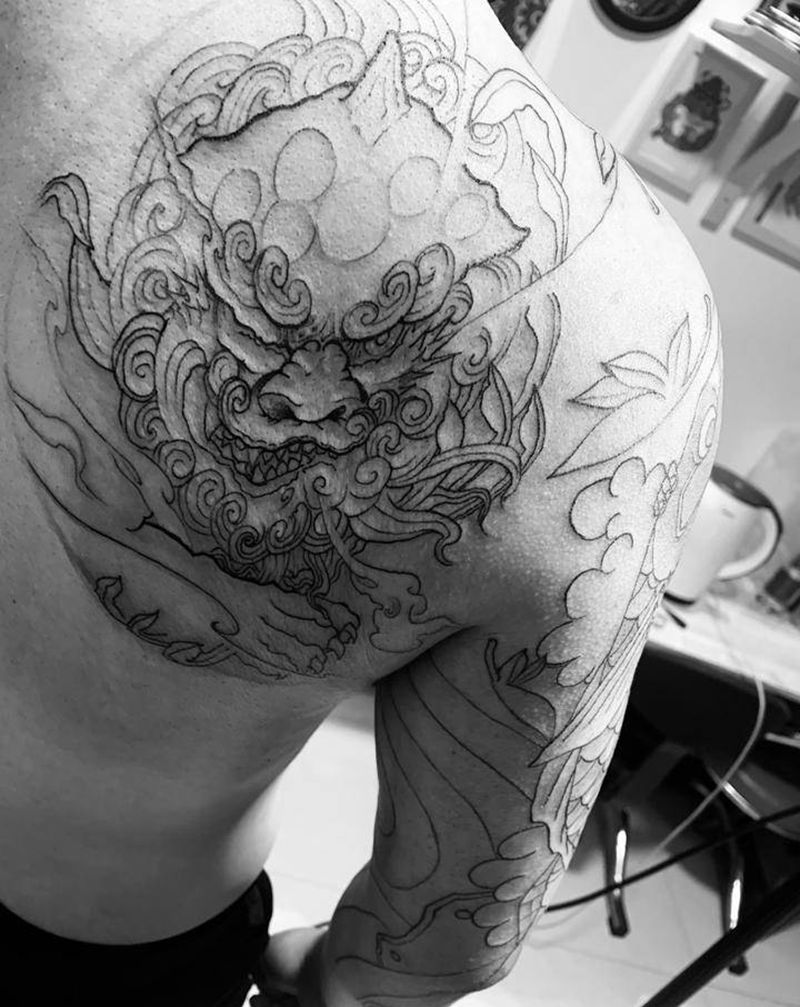 双半甲 未完待续纹身图片_肩部胸部新传统老传统纹身图案