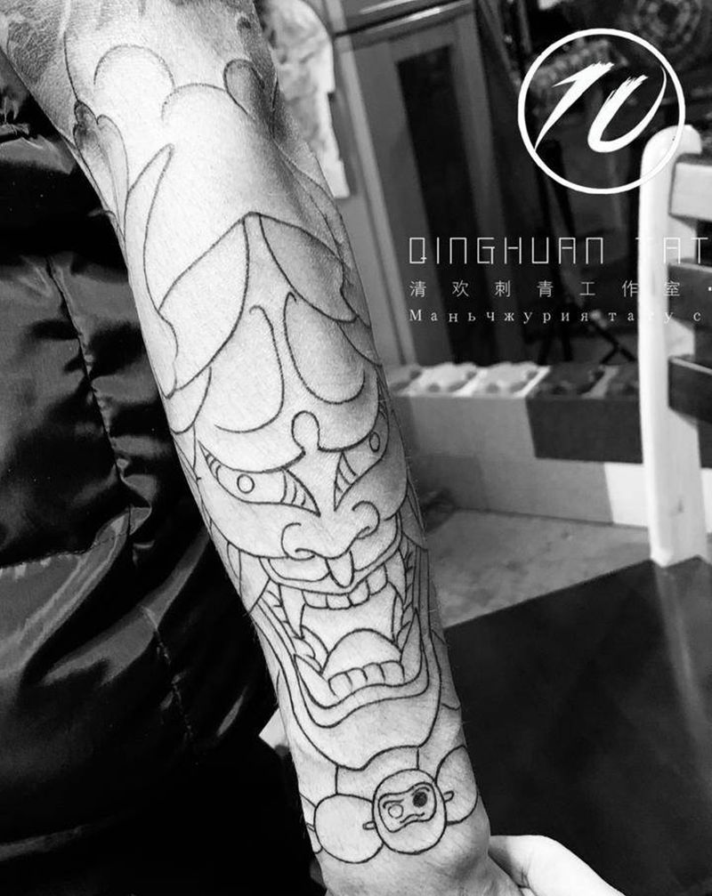 老传统小臂线条纹身图片_手臂老传统纹身图案