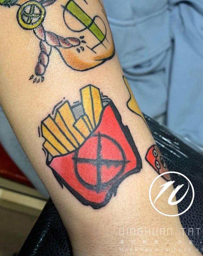 薯条纹身图片_手臂Old School纹身图案