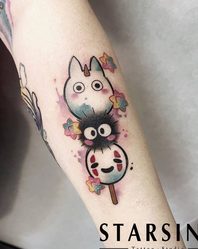 水彩风格·千与千寻纹身图片_手臂水彩千与千寻纹身图案