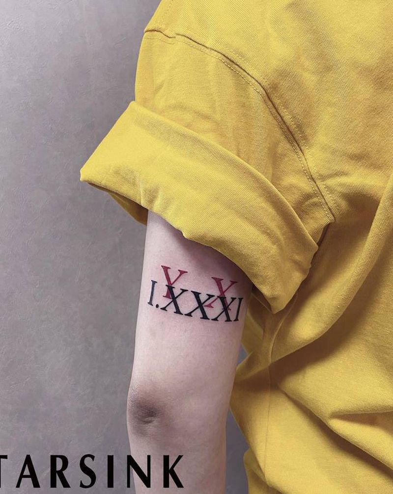 小清新·罗马数字纹身图片_手臂花体字罗马数字纹身图案