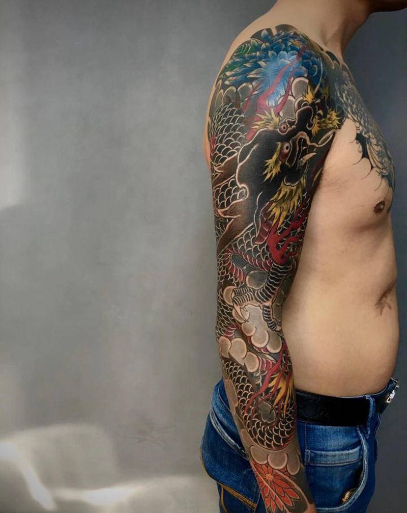 遮盖纹身图片_手臂老传统新传统纹身图案