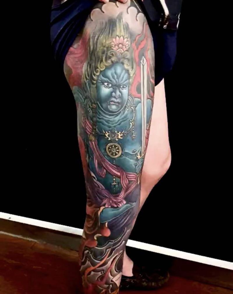 恢复一年后纹身图片_腿部新传统纹身图案