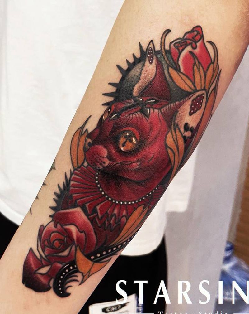 Newschool·斯芬克斯纹身图片_手臂纹身图案