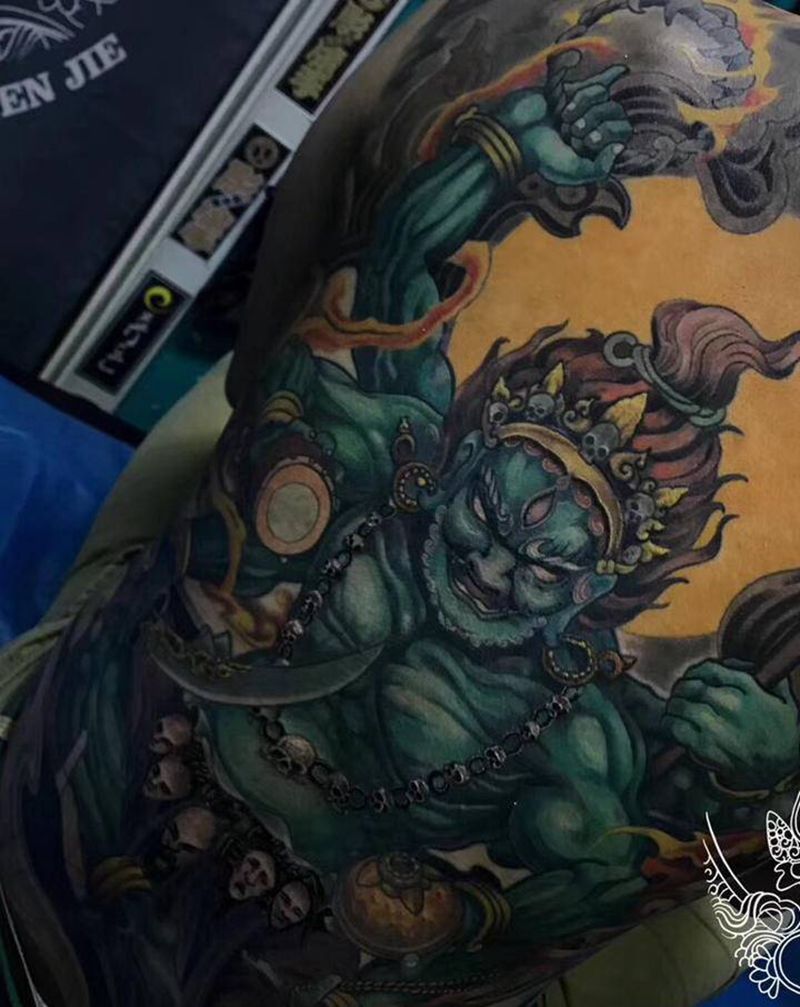 真是好久啦纹身图片_背部新传统纹身图案