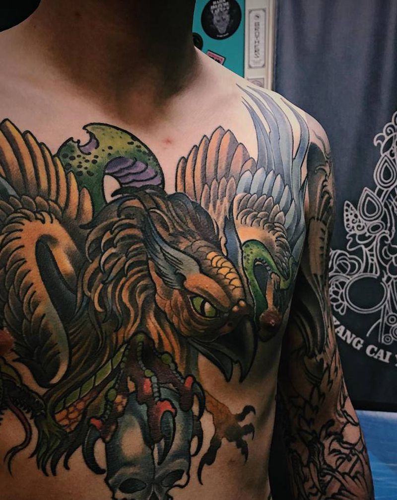 花胸 作品回顾纹身图片_胸部New School纹身图案