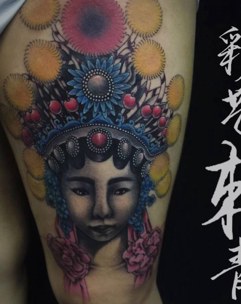 用纹身表现对你的爱纹身图片_腿部欧美写实新传统纹身图案