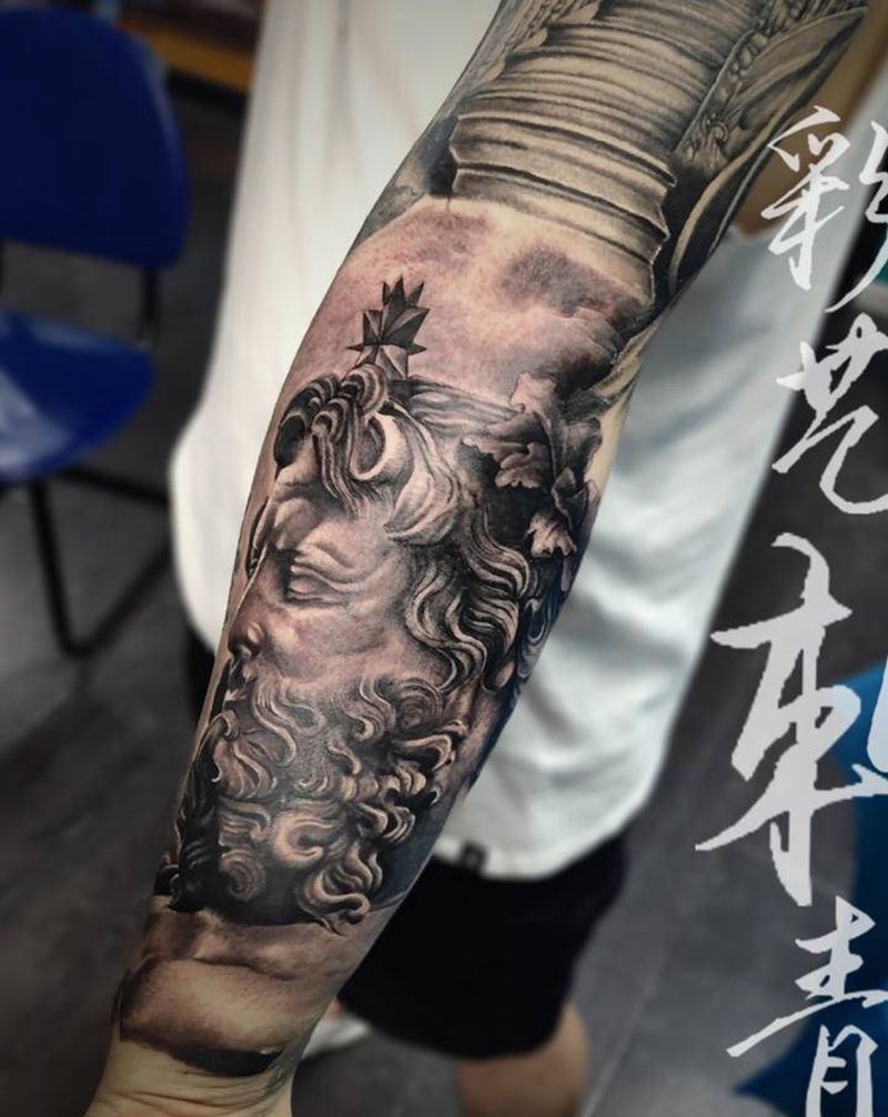 欧美 黑灰纹身图片_手臂欧美写实纹身图案