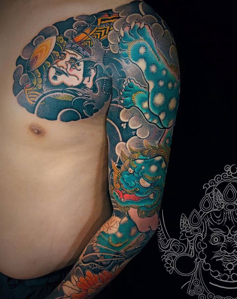 老传统进度%85 全程圆针纹身图片_手臂胸部老传统纹身图案