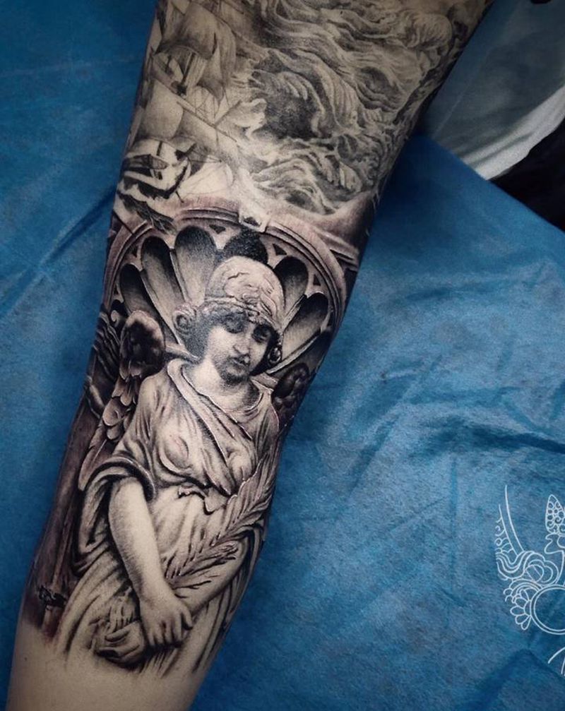 七分袖进度纹身图片_手臂欧美写实纹身图案