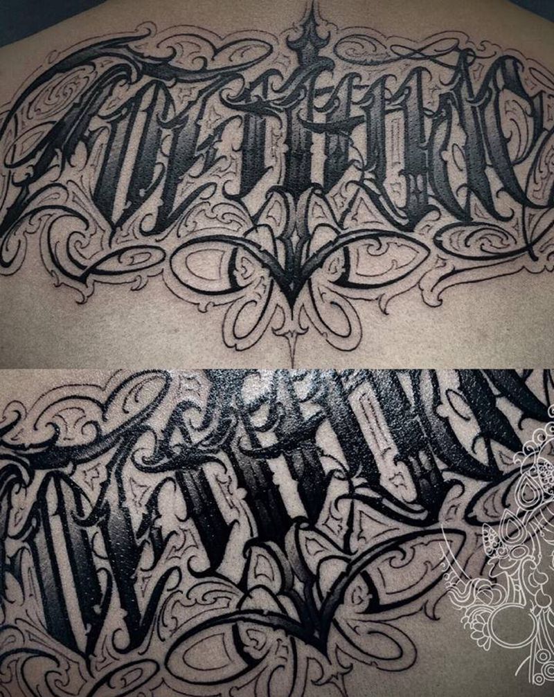 原创花体纹身图片_肩部背部图腾点刺纹身图案