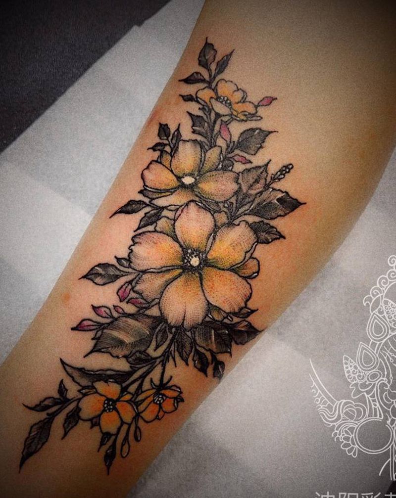 小清新纹身图片_手臂腿部水彩水墨纹身图案