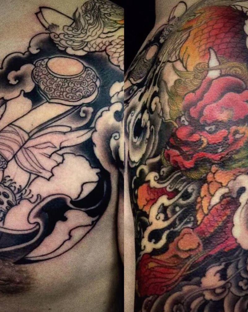 如意半甲下次继续纹身图片_手臂新传统纹身图案