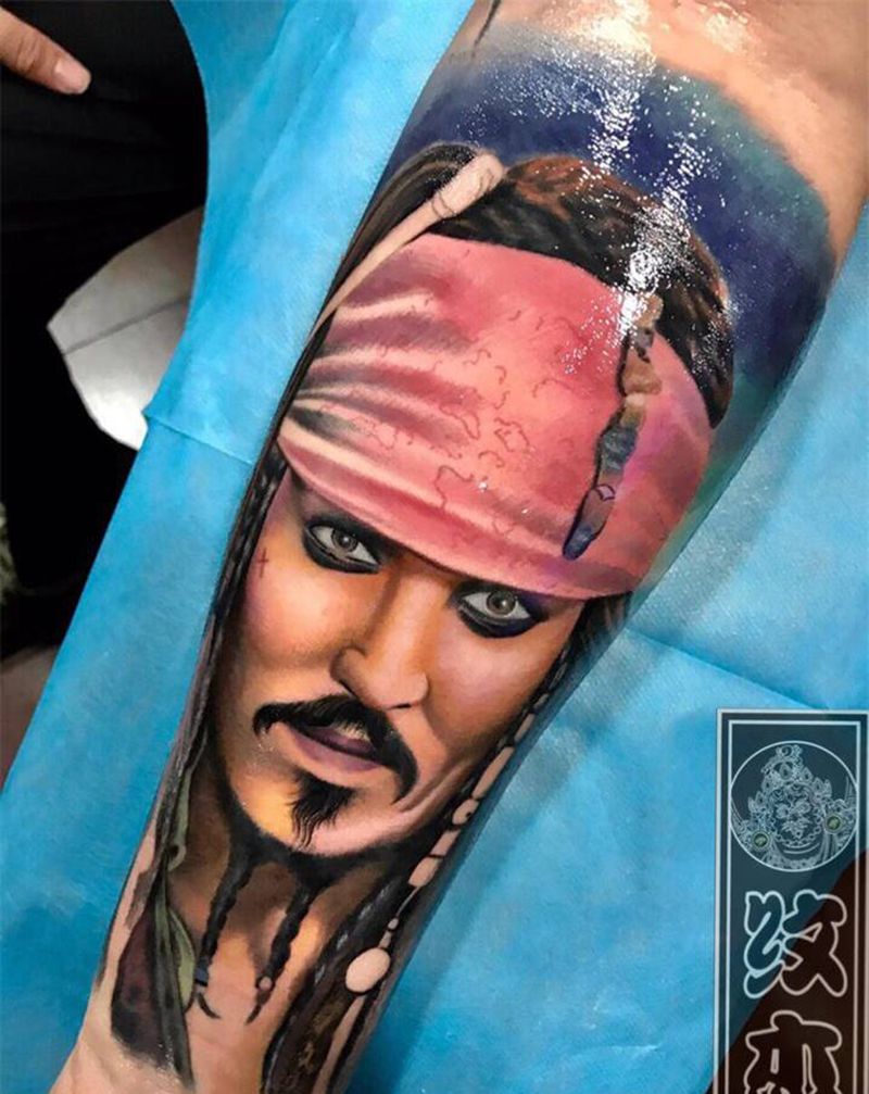 加勒比还记得吗纹身图片_手臂欧美写实纹身图案