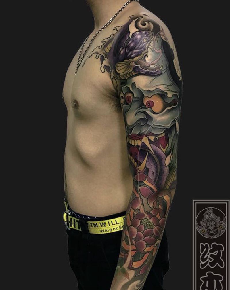 新传统特价花臂纹身图片_手臂新传统纹身图案