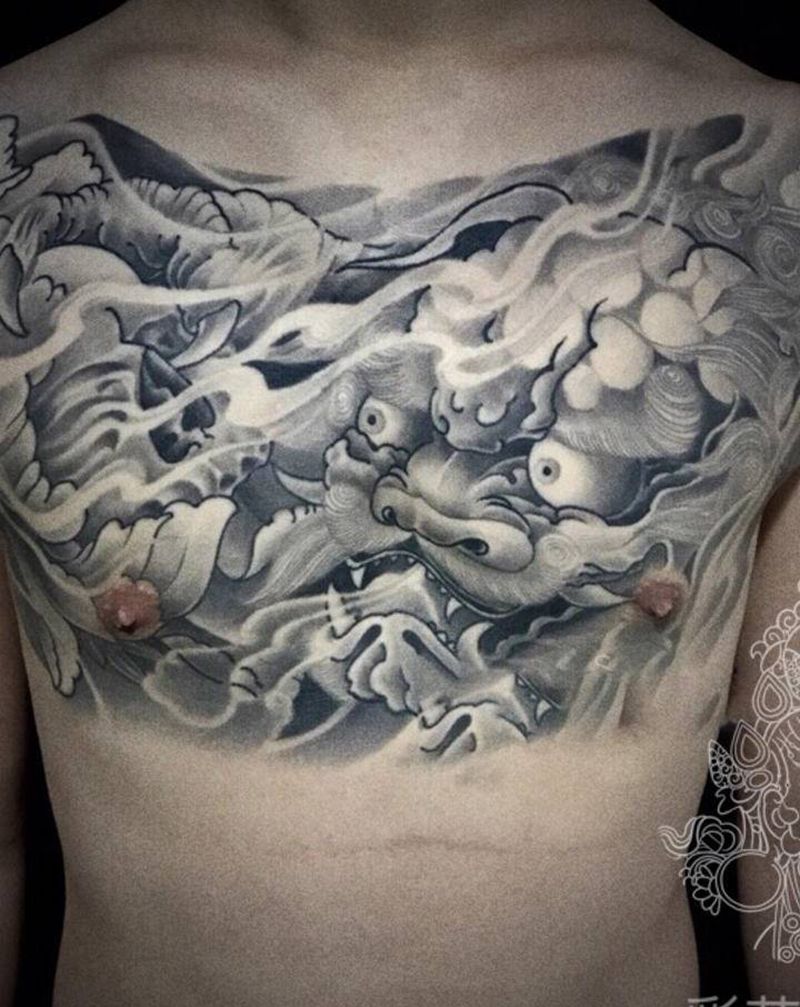 特价花胸纹身图片_胸部新传统纹身图案